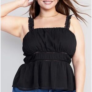 Old Navy- Sheer Black Ruffled Tank Top